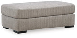Lofwood Fossil Chenille Ottoman — angled view