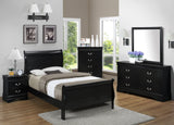 Louis Philip Black Finish Modern Smooth Contemporary Sleigh Bedroom Set - Ella Furniture