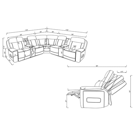 Rojas 3-Piece Dual Power L-Shaped Sectional Sofa with Bluetooth Black — product view