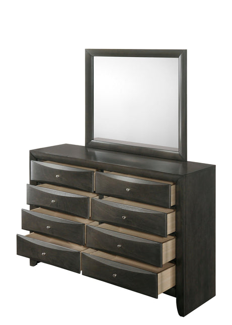 Emily Chest Grey, Modern Rubberwood And Okume Veneer, Nickel Knob 5 Drawers - Ella Furniture