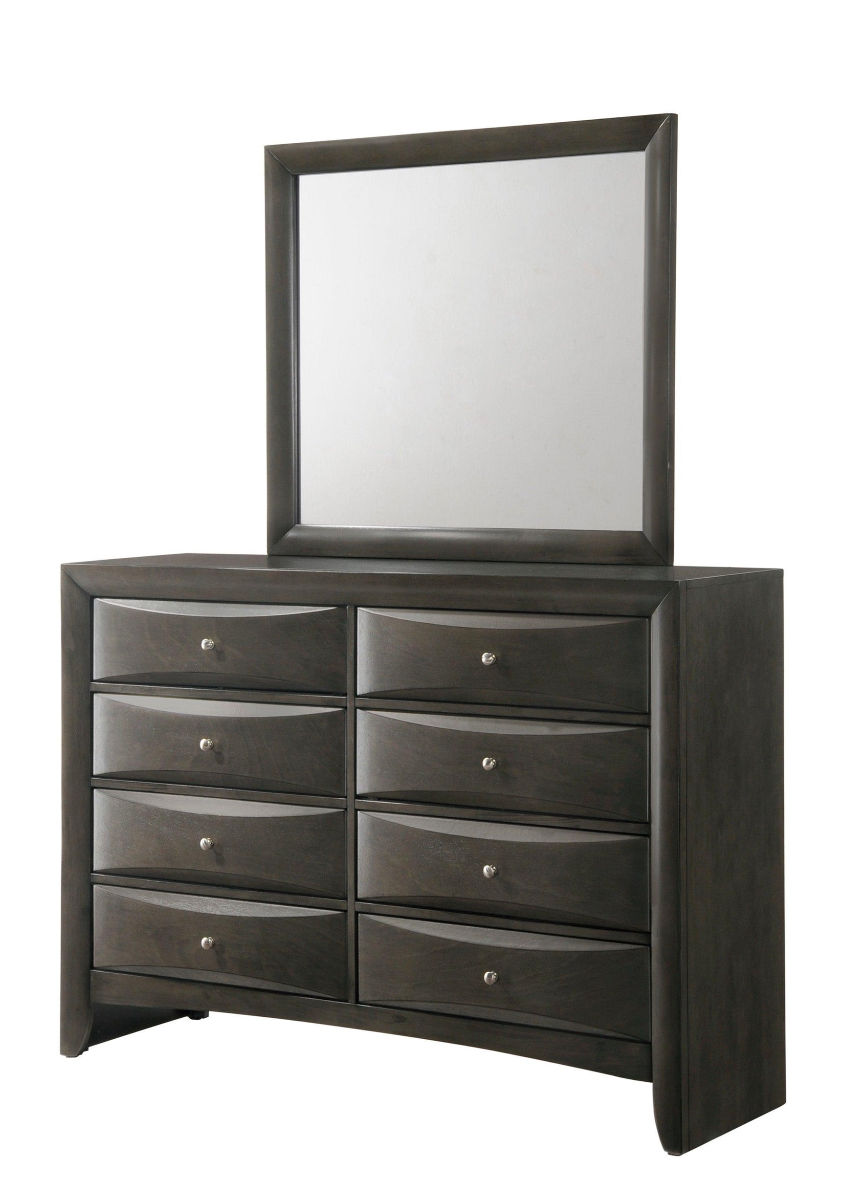 Emily Chest Grey, Modern Rubberwood And Okume Veneer, Nickel Knob 5 Drawers - Ella Furniture