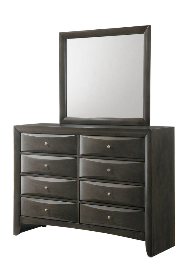 Emily Dresser Gray, Transitional And Modern Wood, 8 Drawers Grey - Ella Furniture