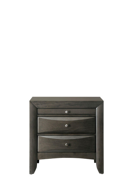 Emily Chest Grey, Modern Rubberwood And Okume Veneer, Nickel Knob 5 Drawers - Ella Furniture