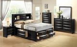 Emily Black Sleek And Modern Durable Wood Queen Storage Bookcase Platform Bed - Ella Furniture