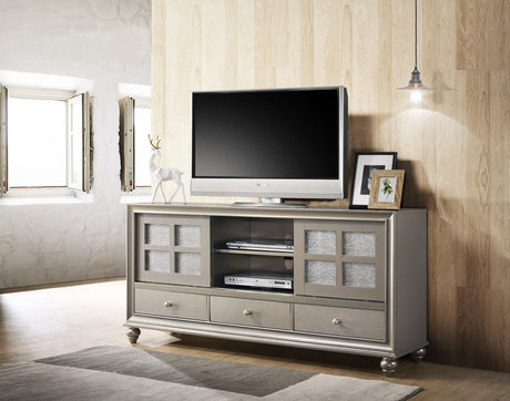 Lila Night Stand Champagne, Contemporary Modern Wood, 2 Dovetail Metal Drawers - Ella Furniture