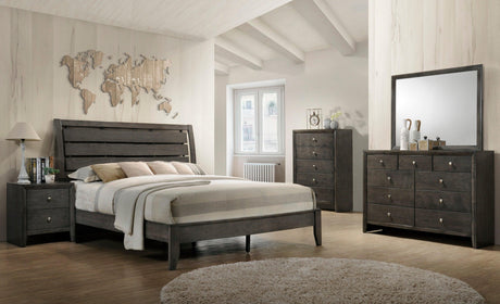Evan Dresser Grey, Modern Wood, Nickel Knob 7 Drawers - Ella Furniture
