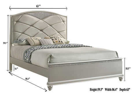Valiant Chest Champagne Silver, Modern Faux Wood, Metal 5 Drawers - Ella Furniture