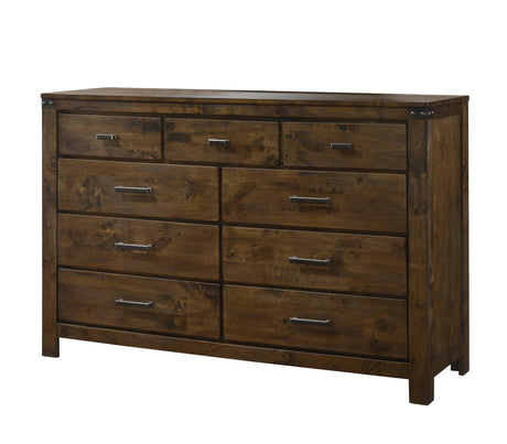 Curtis Brown Ructic Finish Modern, Wood Panel Bedroom Set - Ella Furniture