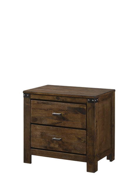 Curtis Brown Ructic Finish Modern, Wood Panel Bedroom Set - Ella Furniture