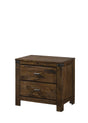 Curtis Night Stand Brown, Rustic Modern Wood, Metal 2 Drawers - Ella Furniture