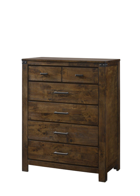 Curtis Brown Rustic Finish Modern Wood Queen Panel Bed - Ella Furniture