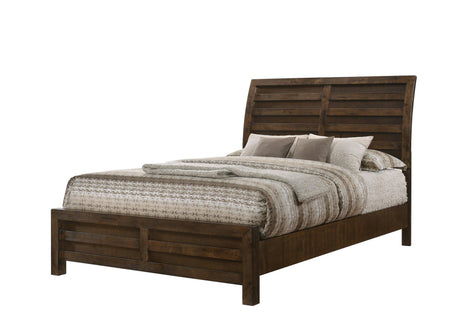 Curtis Brown Rustic Finish Modern Wood Queen Panel Bed - Ella Furniture