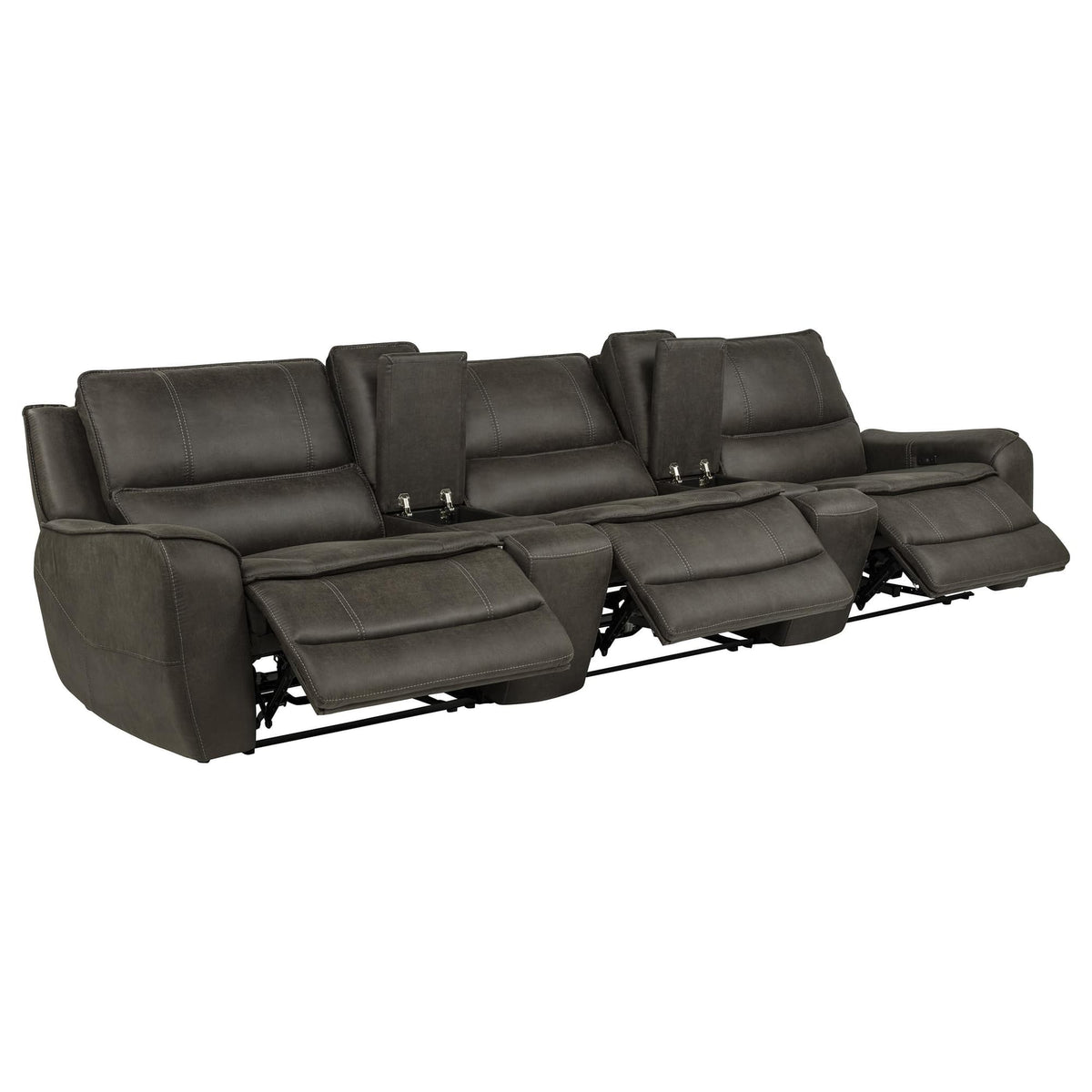 Marcell 5-Piece 3-Seat Power Home Theater Seating with Dual Consoles Grey — product image 2