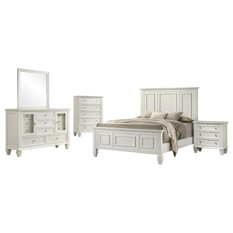 Sandy Beach White Queen Panel Bed Bedroom Set with Dresser, Mirror, NightStand, and Chest — product image 19