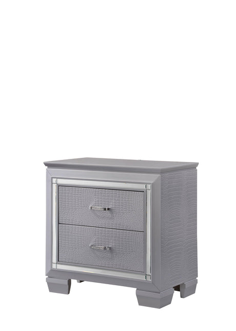 Lillian Silver Sleek Contemporary LED Fabric Upholestered Tufted Bedroom Set - Ella Furniture