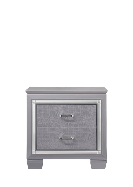Lillian Silver Sleek Contemporary LED Fabric Upholestered Tufted Bedroom Set - Ella Furniture