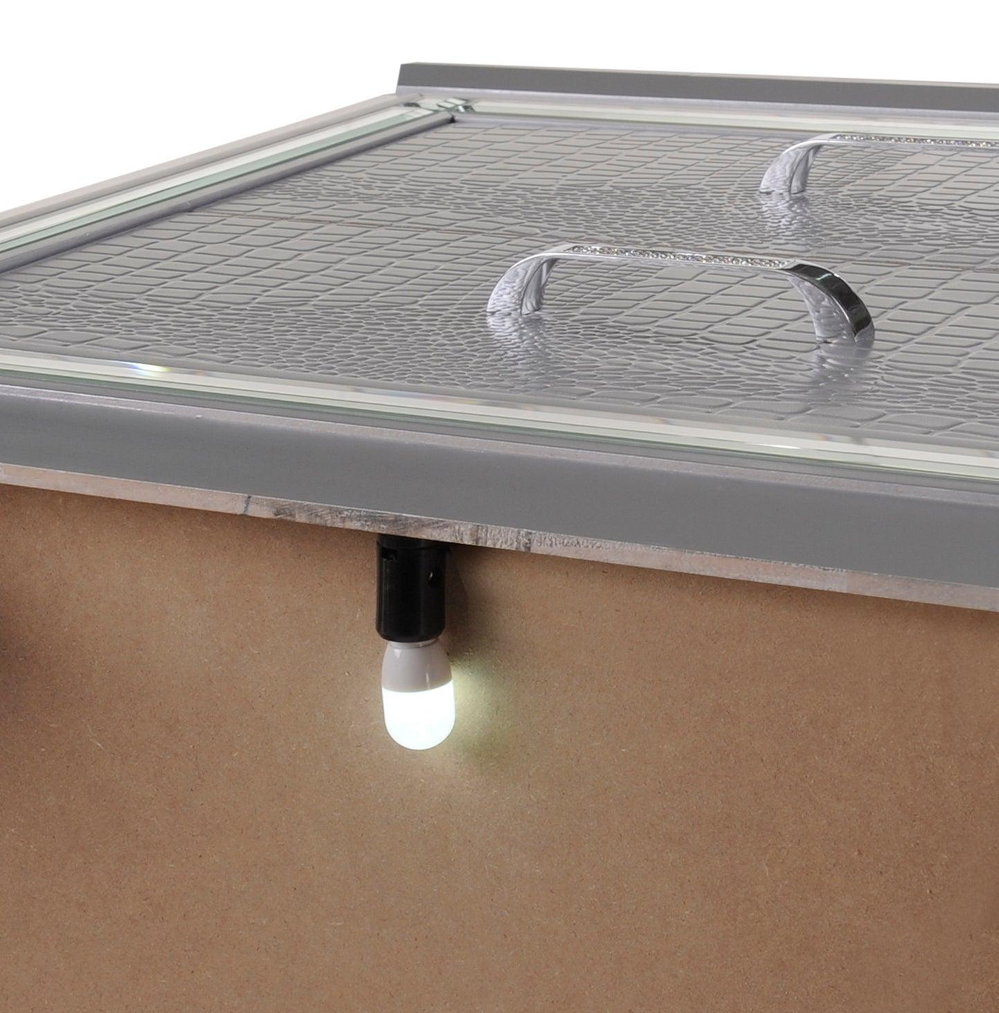 Lillian Silver Modern Sturdy Metal Queen LED Faux Leather Upholestered Tufted Bed - Ella Furniture