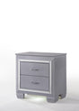 Lillian Night Stand Silver, Modern Wood, 2 Dovetail Drawers - Ella Furniture