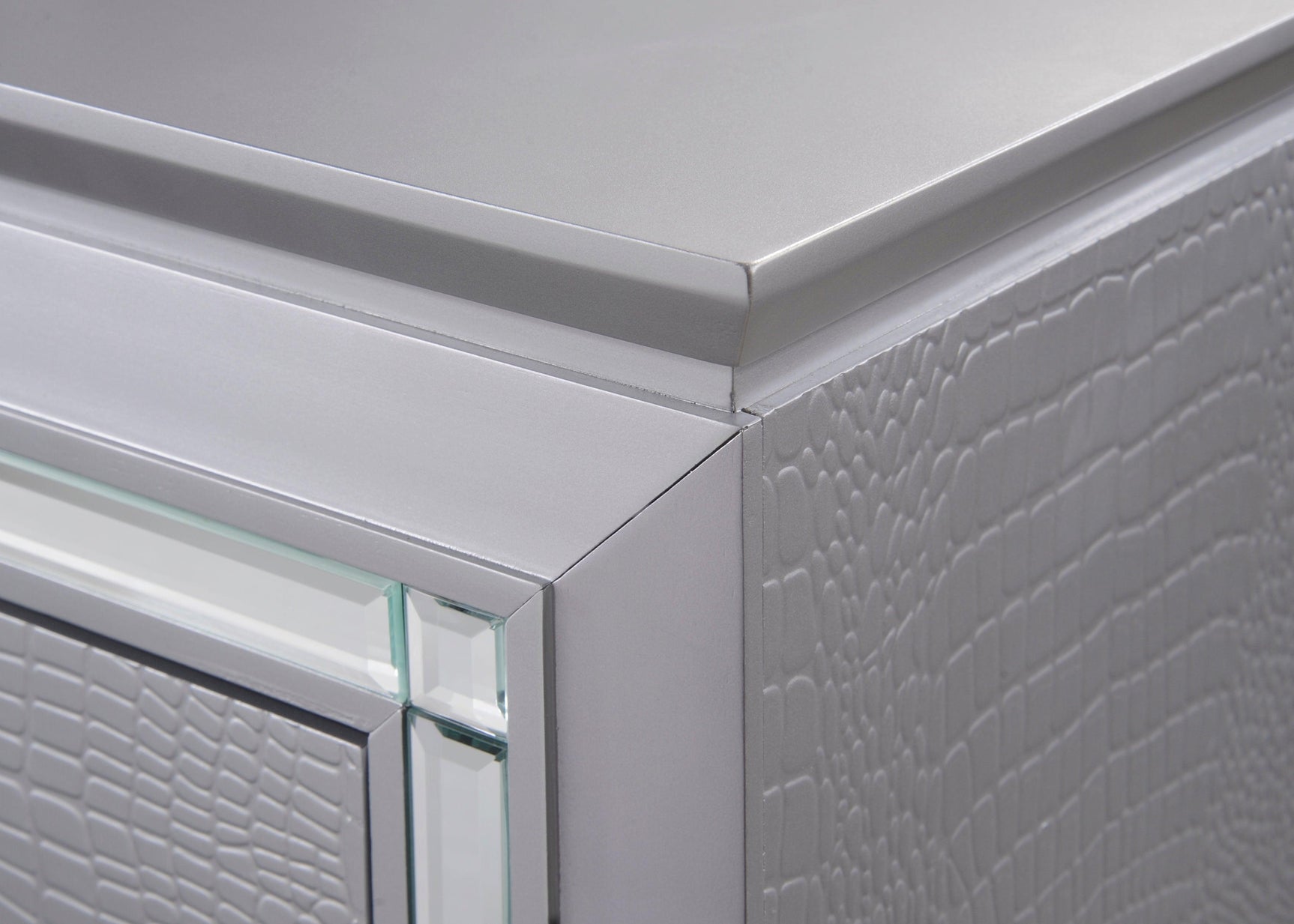 Lillian Night Stand Silver, Modern Wood, 2 Dovetail Drawers - Ella Furniture