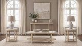 Lucaire Oval Cultured Marble Top Coffee Table Honed Cream and Sandstone — product image 9