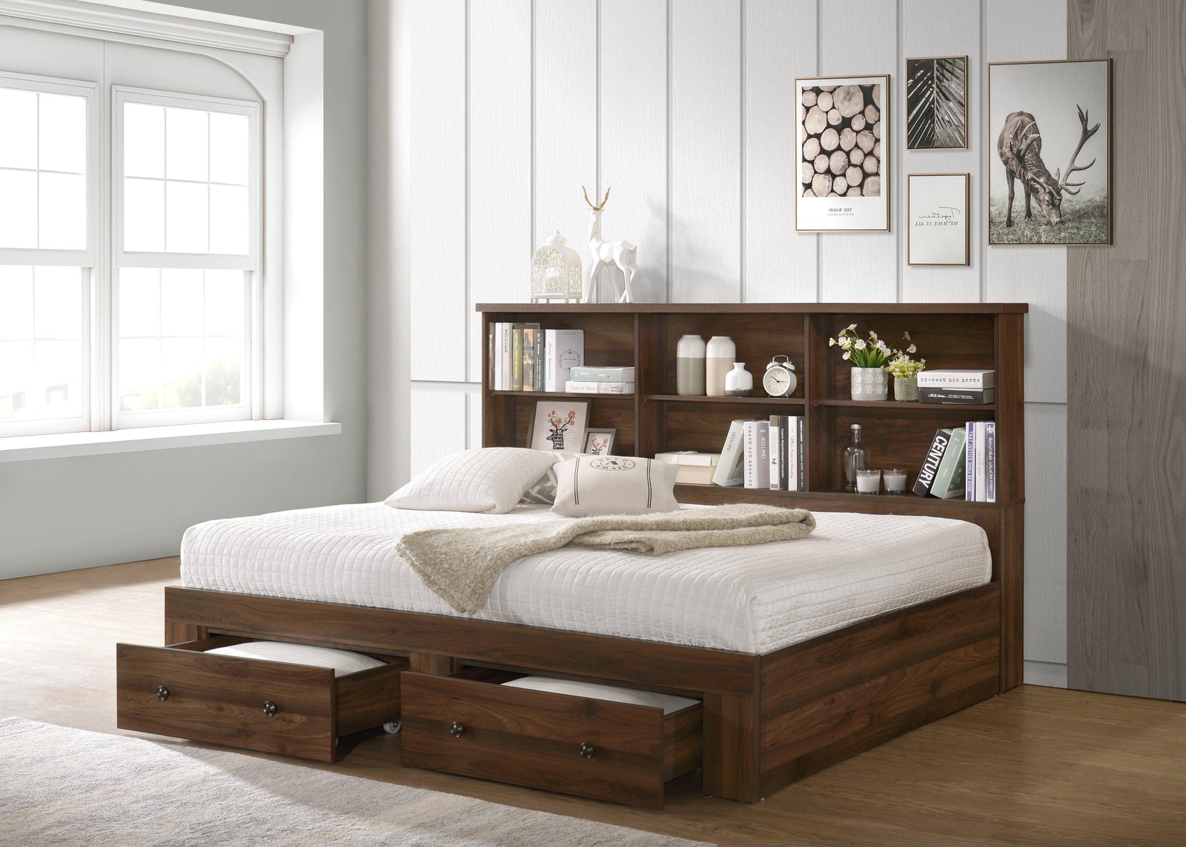 Millie Cherry Brown Classic Wood Full Panel Bed - Ella Furniture