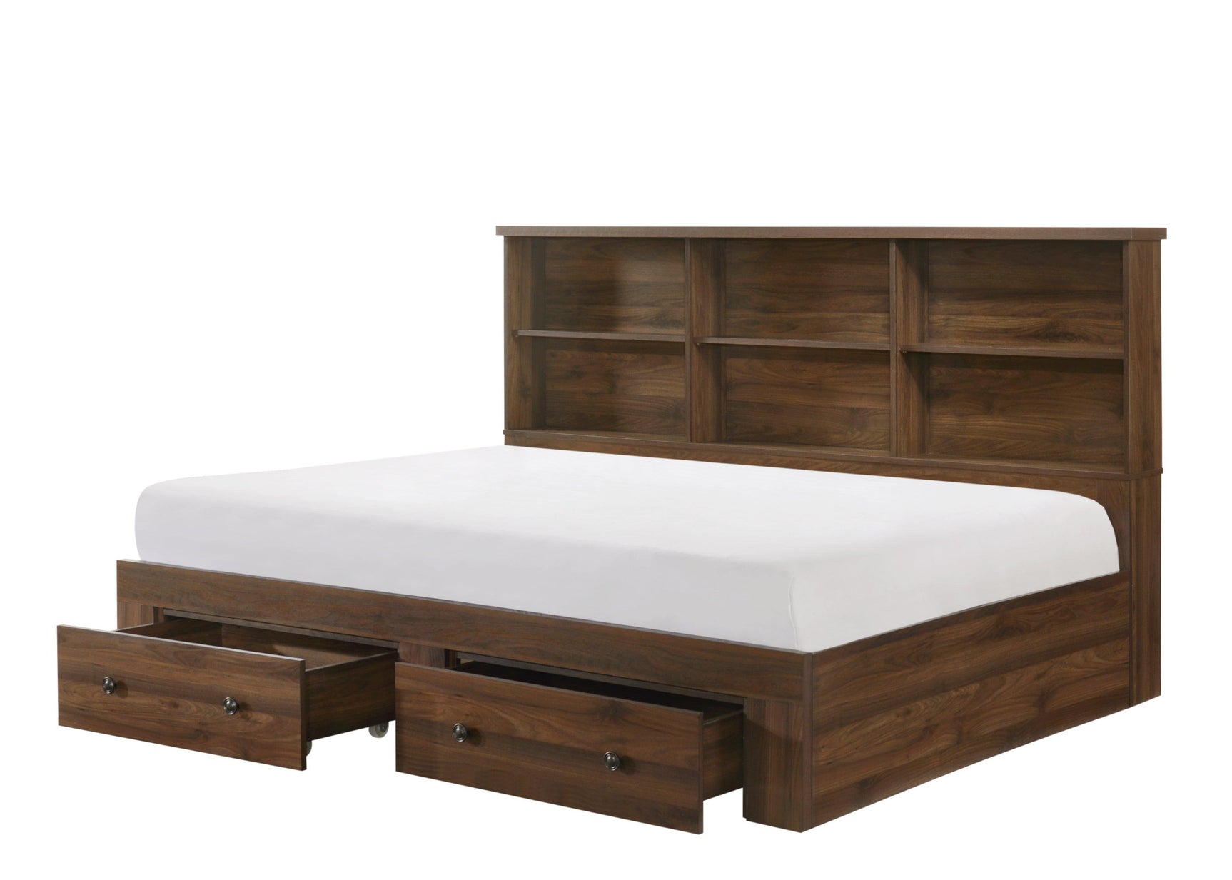 Millie Dresser - Brown Cherry, Modern Wood, Nickel Knob Metal 6 Drawers - Ella Furniture