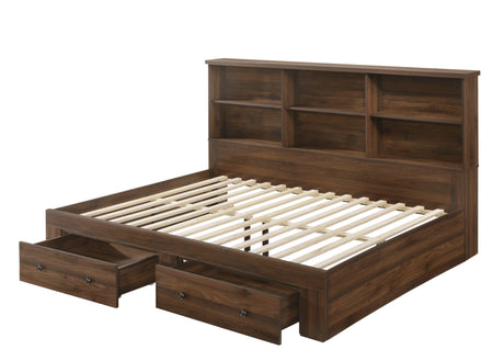 Millie Cherry Brown Classic Wood King Panel Bed - Ella Furniture