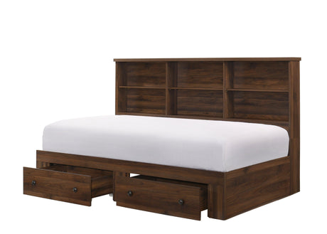 Millie Cherry Brown Classic Wood Queen Panel Bed - Ella Furniture