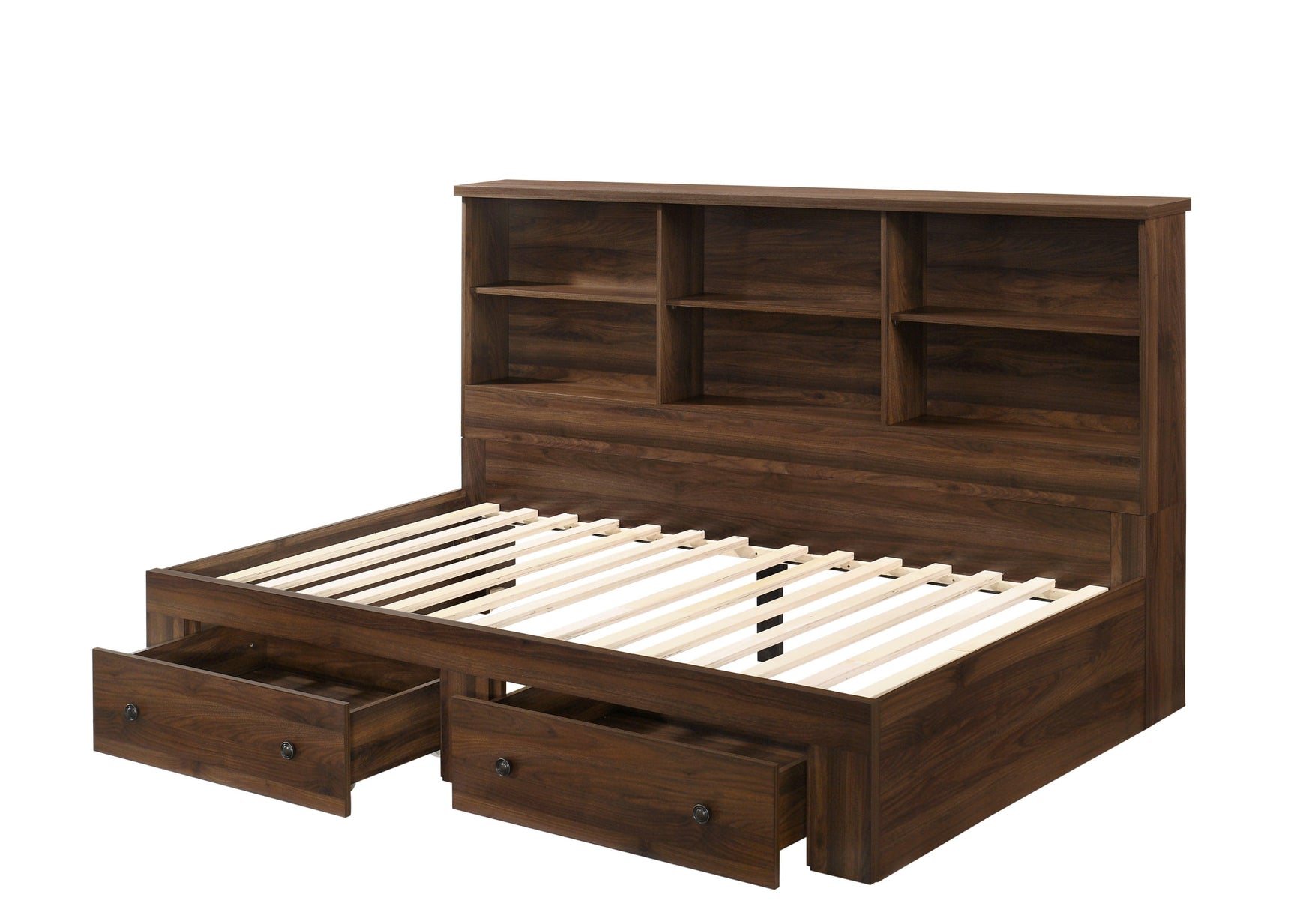 Millie Dresser - Brown Cherry, Modern Wood, Nickel Knob Metal 6 Drawers - Ella Furniture