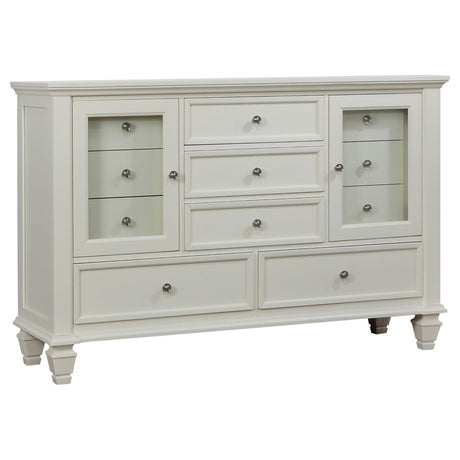 Sandy Beach White Queen Panel Bed Bedroom Set with Dresser, Mirror, NightStand, and Chest — product image 24