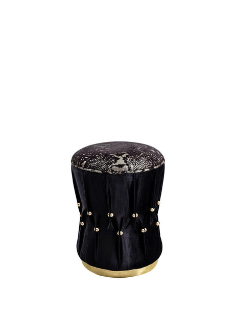 Lucy Black Velvet Stool - Ella Furniture