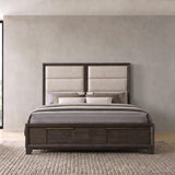 Farre Eastern King Upholstered Storage Platform Bed Dark Brown — product image 2