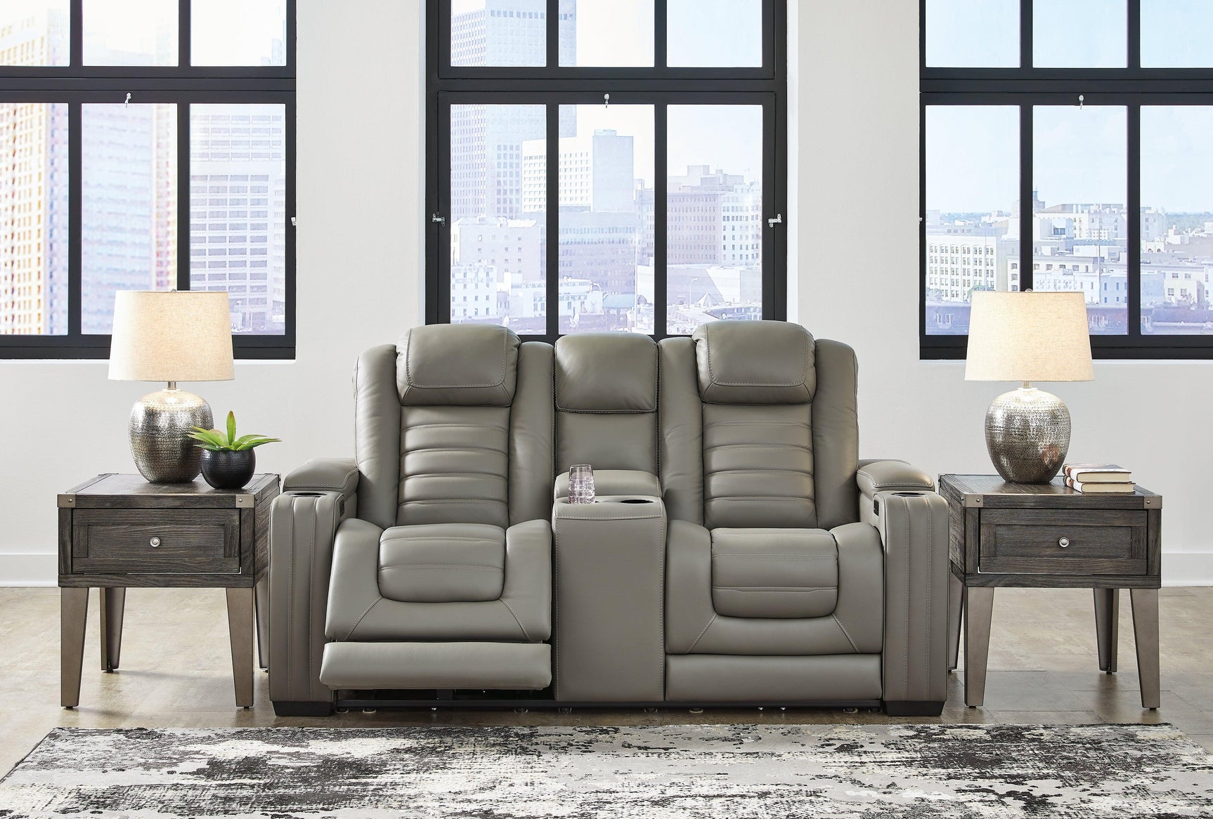 Backtrack Gray Sofa, Loveseat And Recliner - Ella Furniture