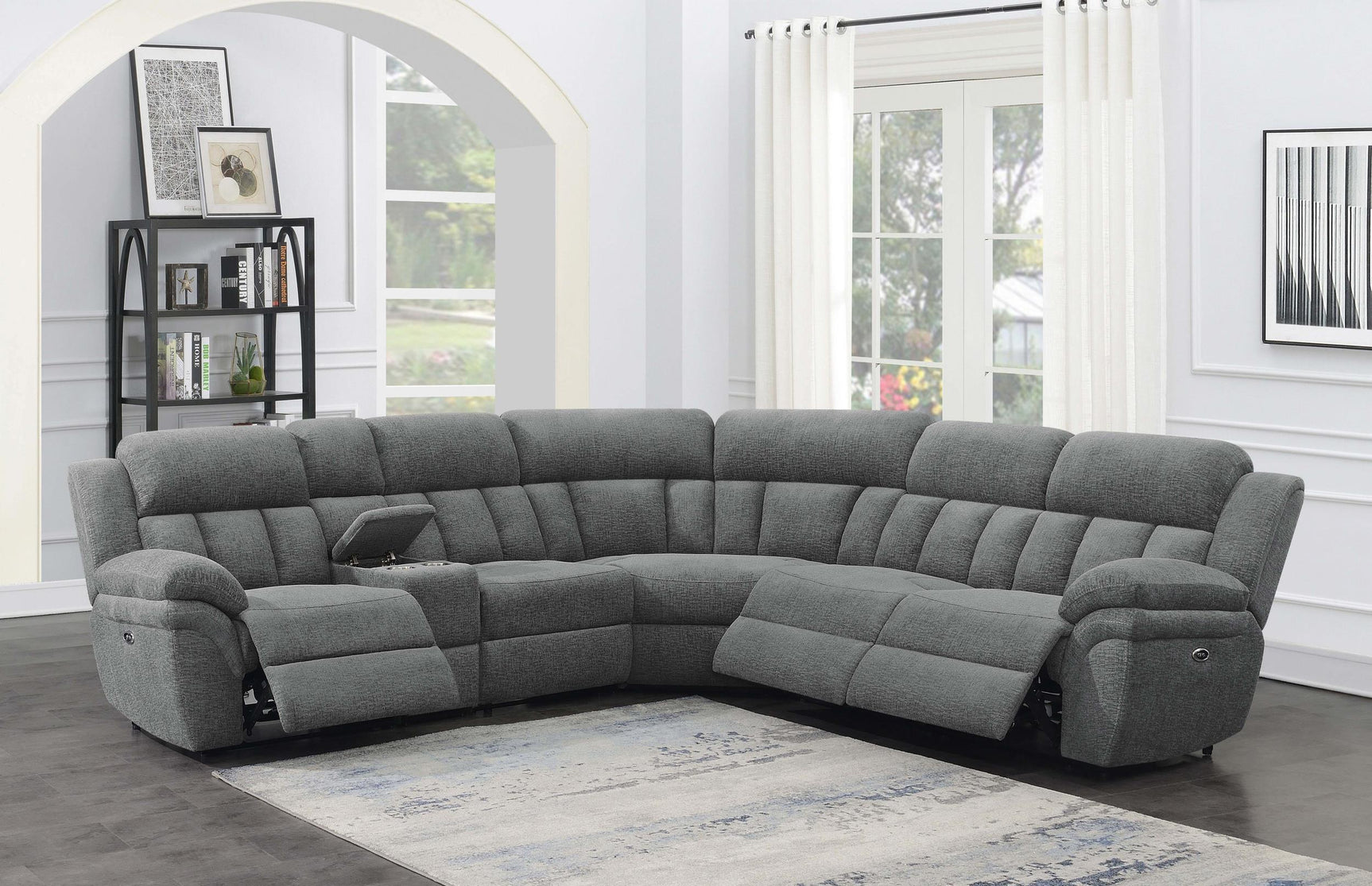 Bahrain 6-piece Modular Power Reclining Sectional Charcoal 609540P - Ella Furniture