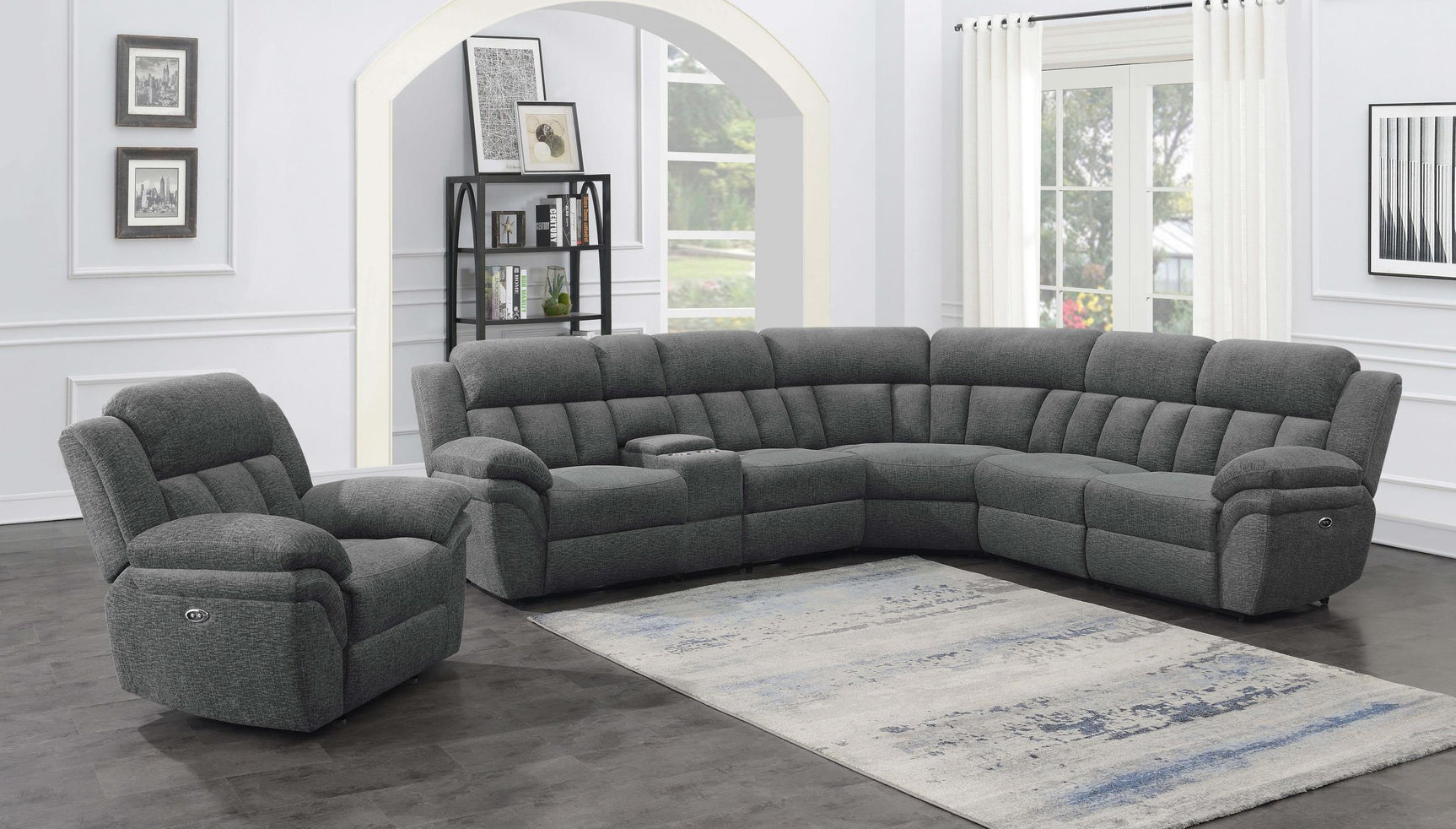 Bahrain 6-piece Modular Power Reclining Sectional Charcoal 609540P - Ella Furniture