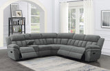 Bahrain 6-piece Modular Reclining Sectional Sofa Charcoal 609540 - Ella Furniture