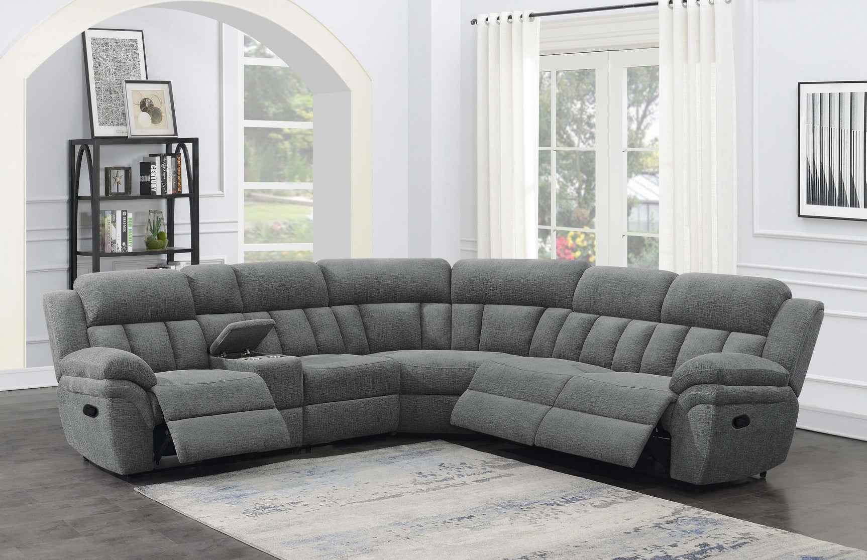 Bahrain 6-piece Modular Reclining Sectional Sofa Charcoal 609540 - Ella Furniture