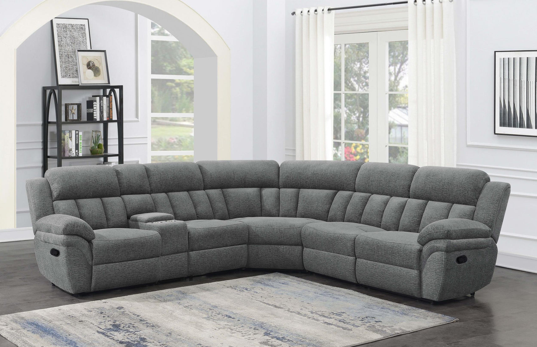 Bahrain 6-piece Modular Reclining Sectional Sofa Charcoal 609540 - Ella Furniture