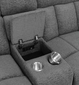 Bahrain Upholstered Motion Loveseat Charcoal 609542 - Ella Furniture