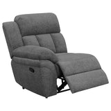Bahrain Upholstered Motion Loveseat Charcoal 609542 - Ella Furniture
