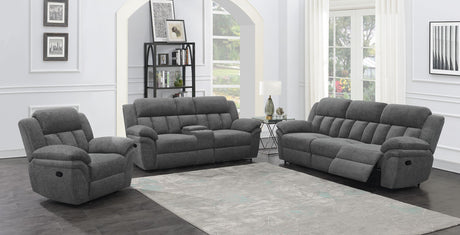 Bahrain Upholstered Motion Sofa Charcoal 609541 - Ella Furniture
