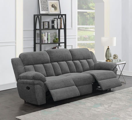 Bahrain Upholstered Motion Sofa Charcoal 609541 - Ella Furniture