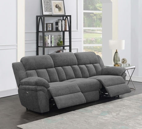 Bahrain Upholstered Power Sofa Charcoal 609541P - Ella Furniture