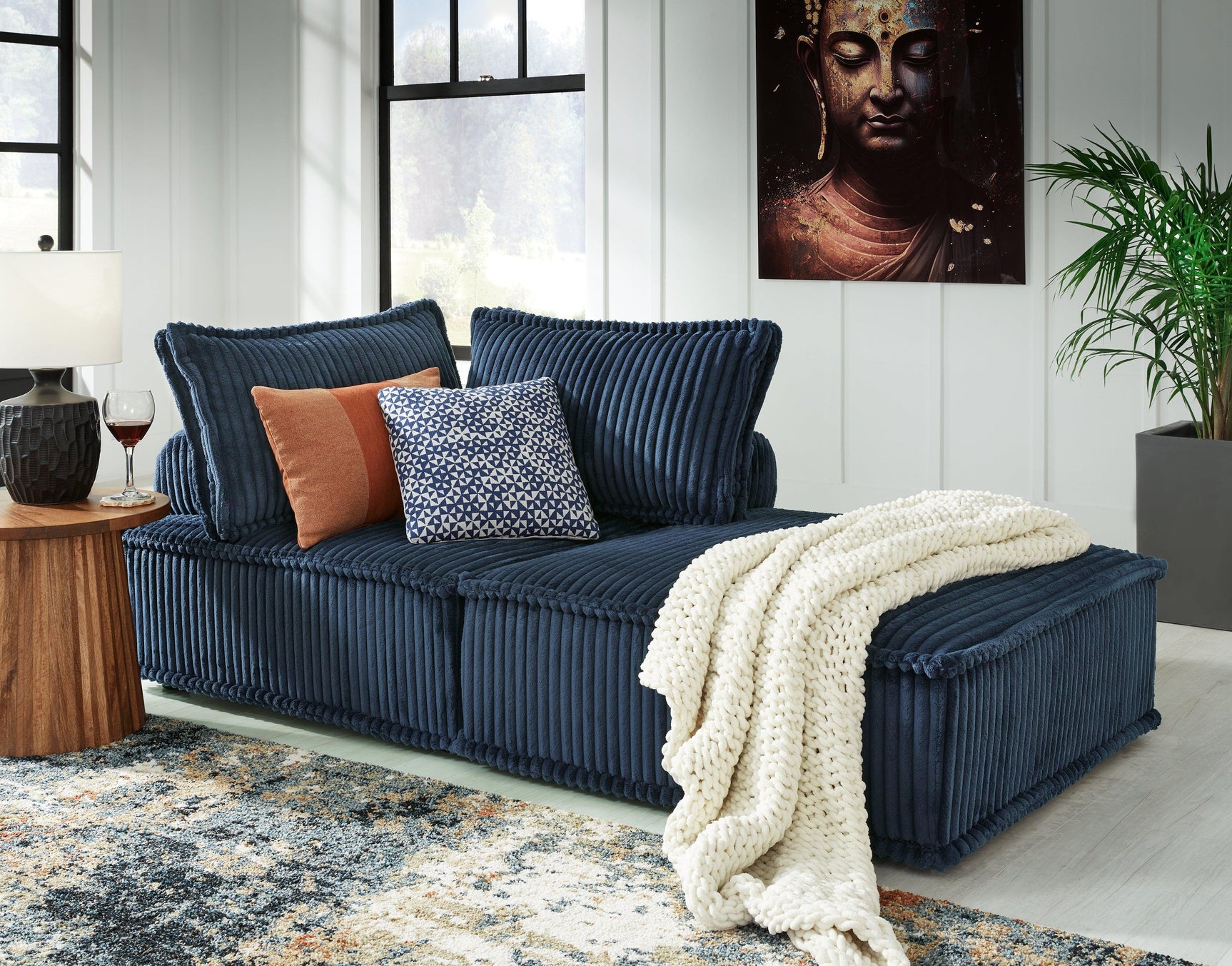 Bales Navy 2-Piece Modular Seating - Ella Furniture