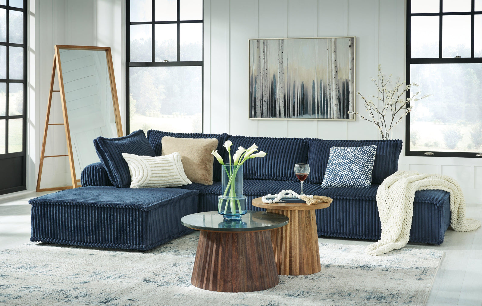 Bales Navy 4-Piece Modular Seating - Ella Furniture