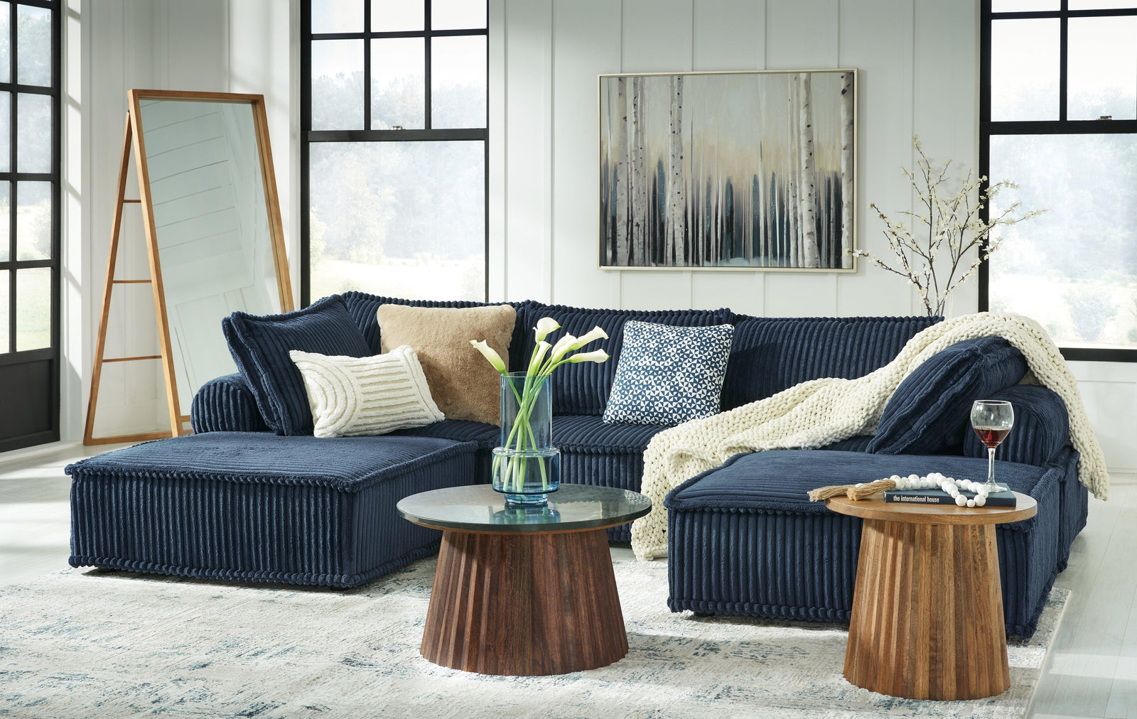 Bales Navy 5-Piece Modular Seating - Ella Furniture