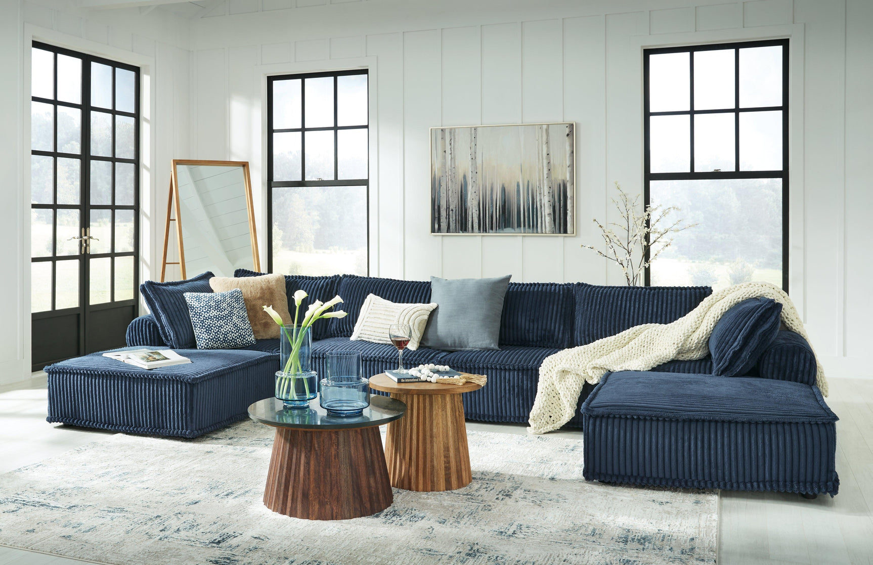 Bales Navy 6-Piece Modular Seating - Ella Furniture