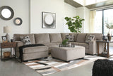 Ballinasloe Platinum 3-Piece Sectional With Ottoman - Ella Furniture