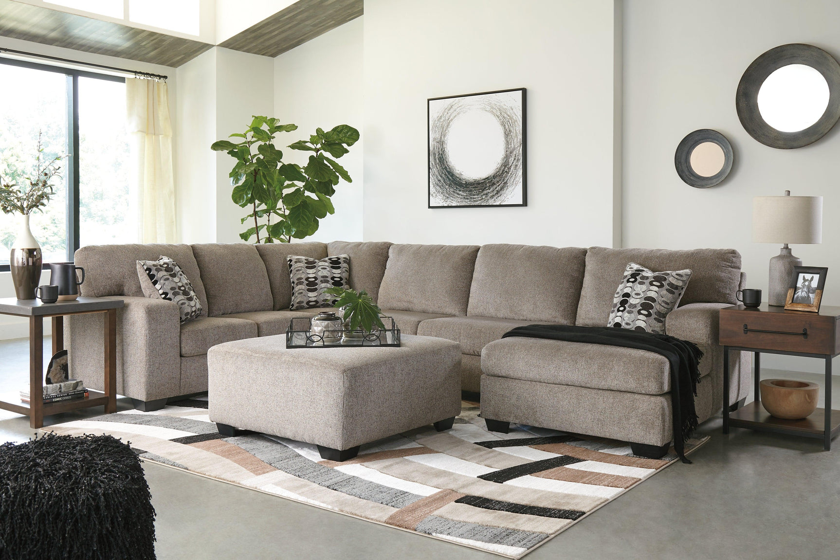 Ballinasloe Platinum 3-Piece Sectional With Ottoman PKG001773 - 8070208 | 80702S2 - Ella Furniture