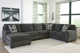 Ballinasloe Smoke 3-Piece Sectional With Ottoman - Ella Furniture